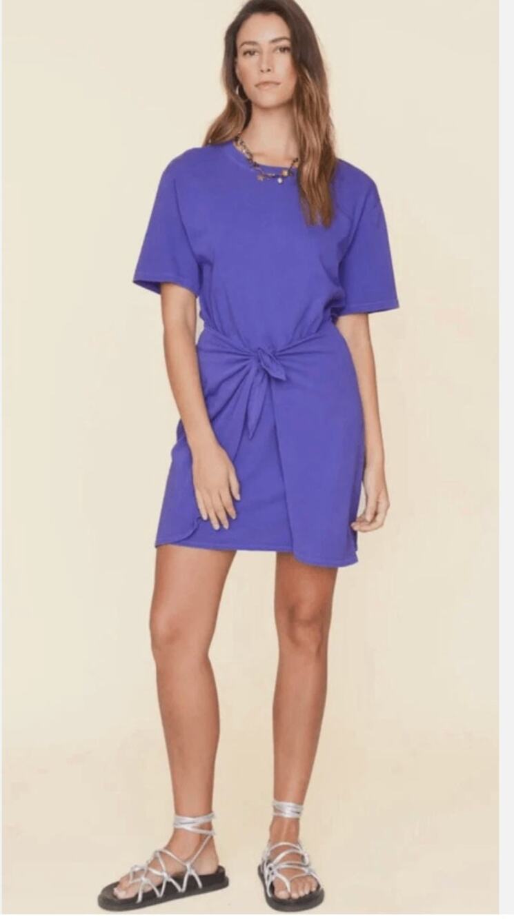 Nwt Xirena Emme Dress T-Shirt Tie Cotton Gemstone Purple Size XS